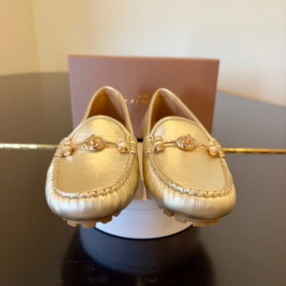 NWT authentic luxury minimalist Coach Arlene metallic tumbled